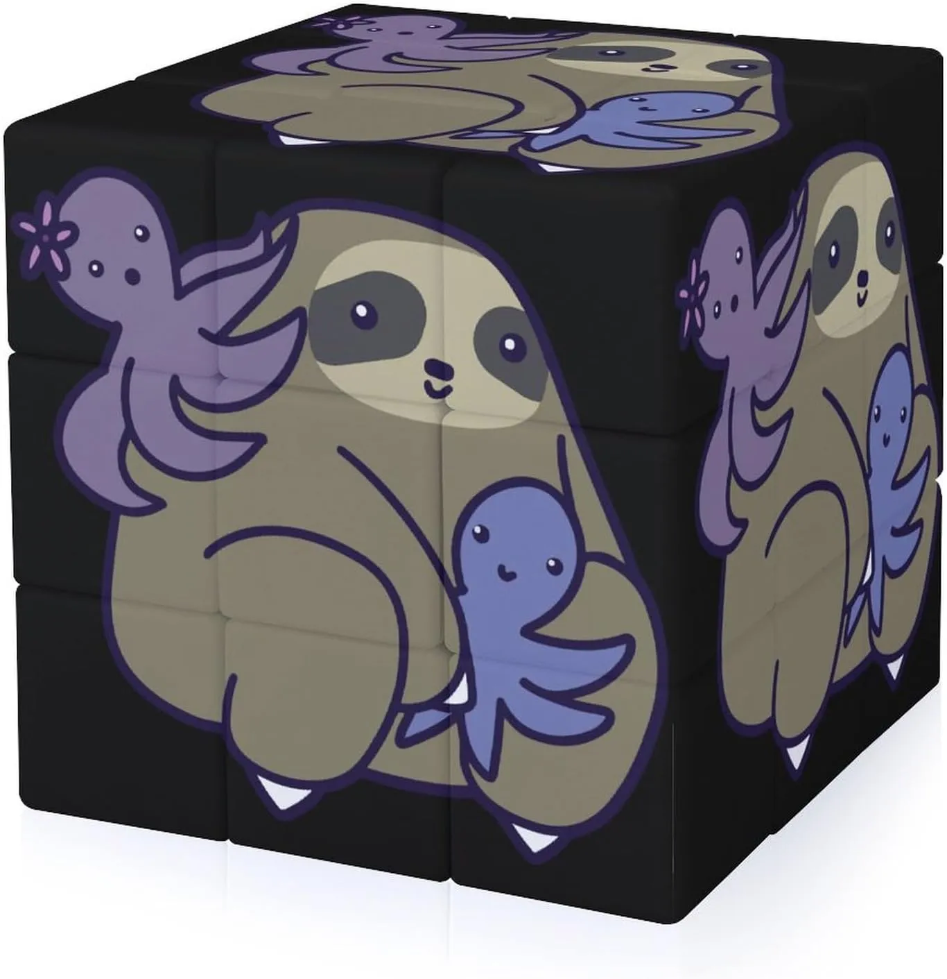 Sloth with Octopu Adults 3x3x3 Color-Matching Smooth Fully Printed Cube Gift