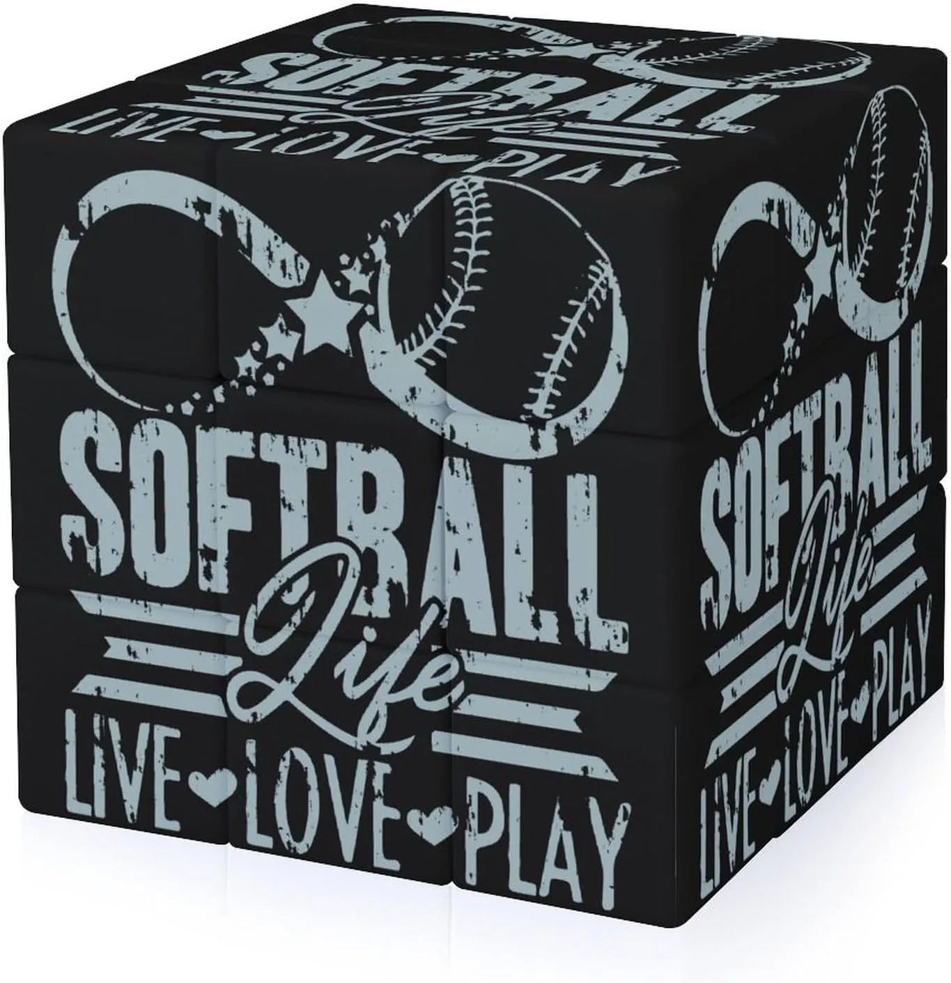 Softball Life Love Adults 3x3x3 Color-Matching Smooth Fully Printed Cube Gift