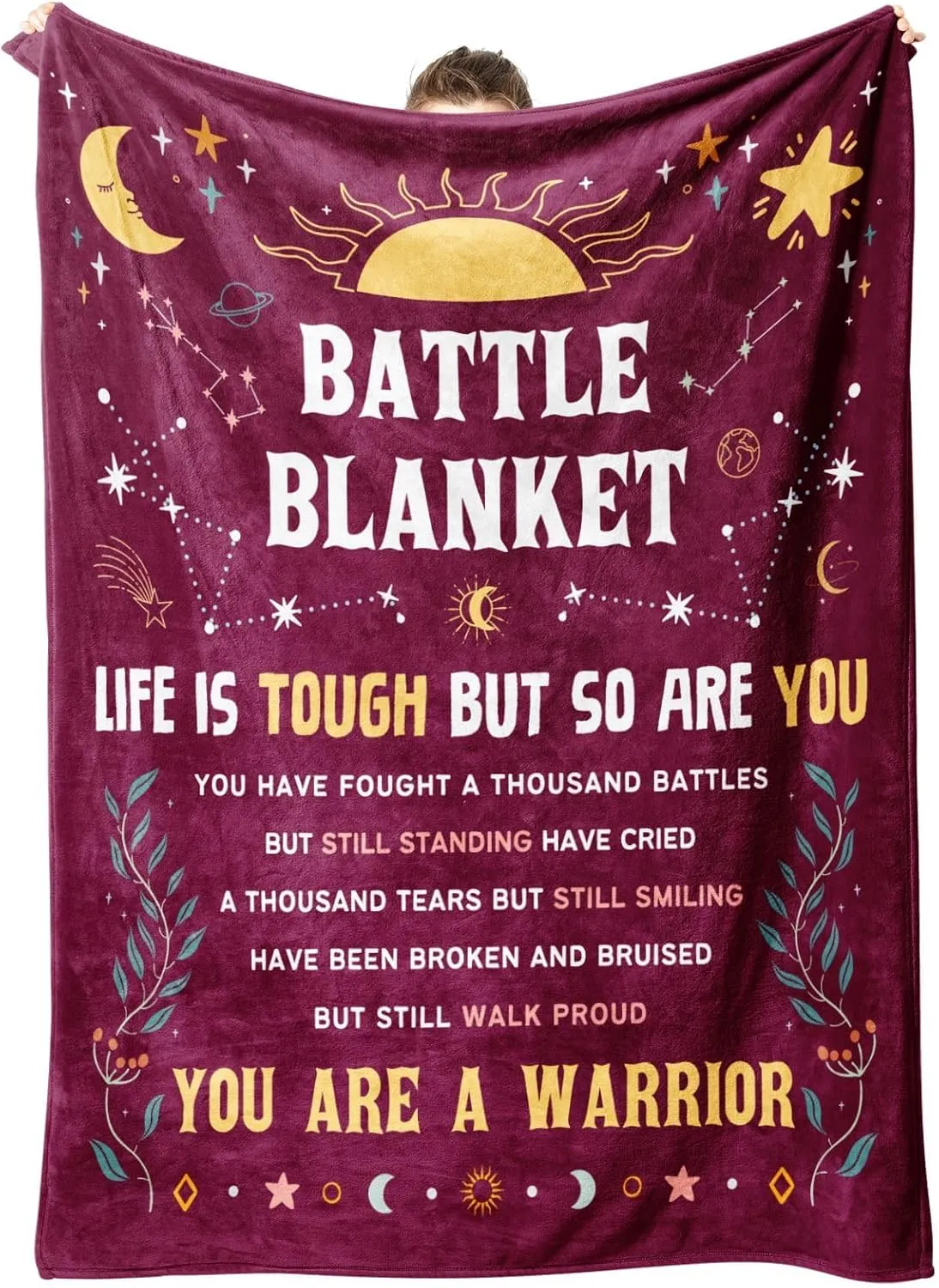 SteadStyle Get Well Gifts Blanket for Her Him, Cancer Care Gifts for Women Men, Cancer Fighter Inspirational Quote Chemo Patient Gift - Meaningful Caring Message 50''x 60''