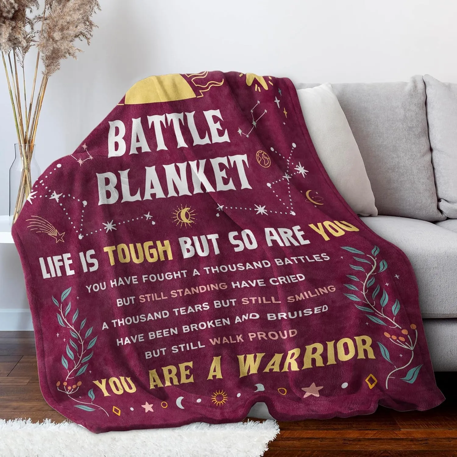 SteadStyle Get Well Gifts Blanket for Her Him, Cancer Care Gifts for Women Men, Cancer Fighter Inspirational Quote Chemo Patient Gift - Meaningful Caring Message 50''x 60''