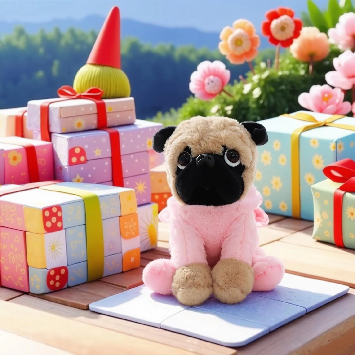 Stuffed Pug Plush Dog Puppy Soft Cuddly Animal Toy in Pig Costumes - Super Cute Quality Teddy Peggy The Pug Easter Basket Stuffers, Nursery Decor