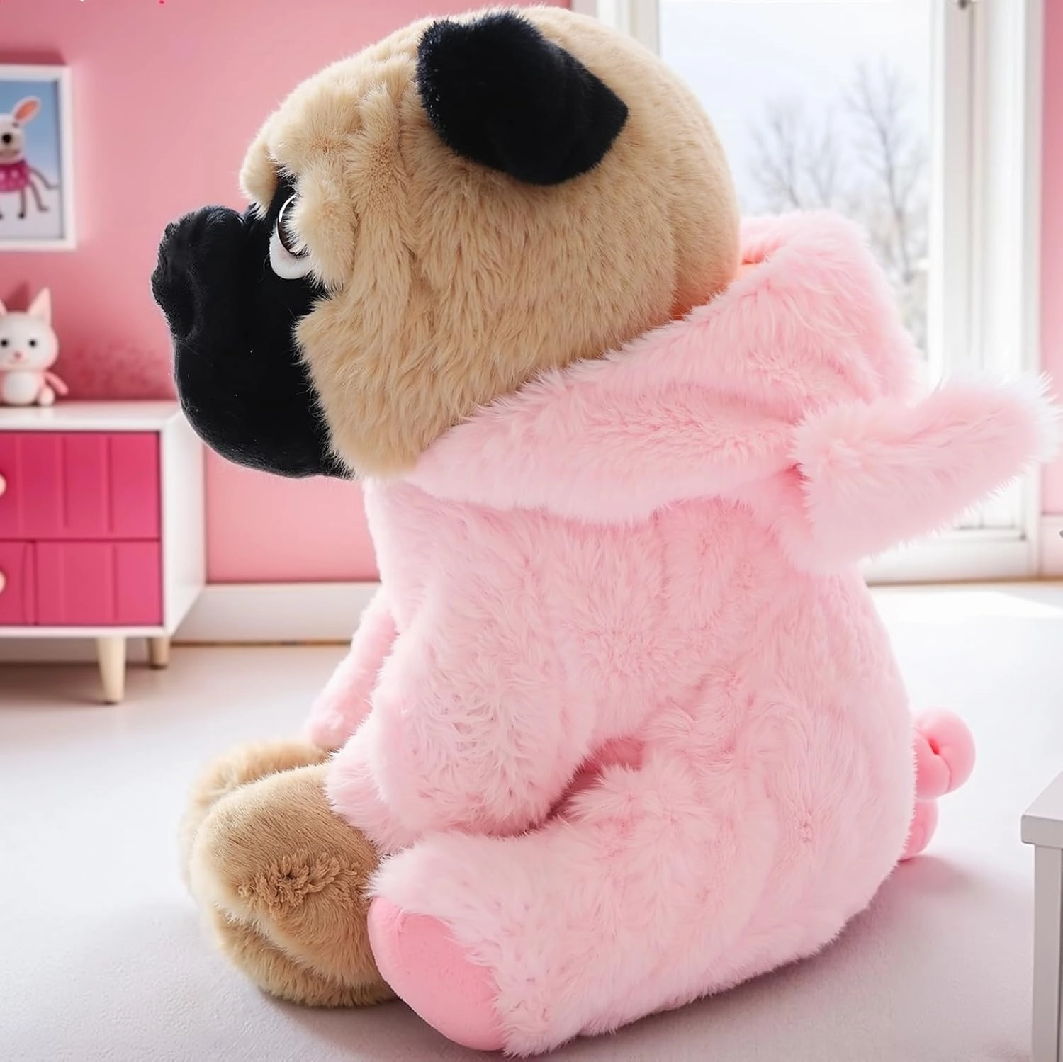 Stuffed Pug Plush Dog Puppy Soft Cuddly Animal Toy in Pig Costumes - Super Cute Quality Teddy Peggy The Pug Easter Basket Stuffers, Nursery Decor