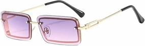 Stylish Small Metallic Gradient Color Classic Sunglasses for Men and Women Uv400