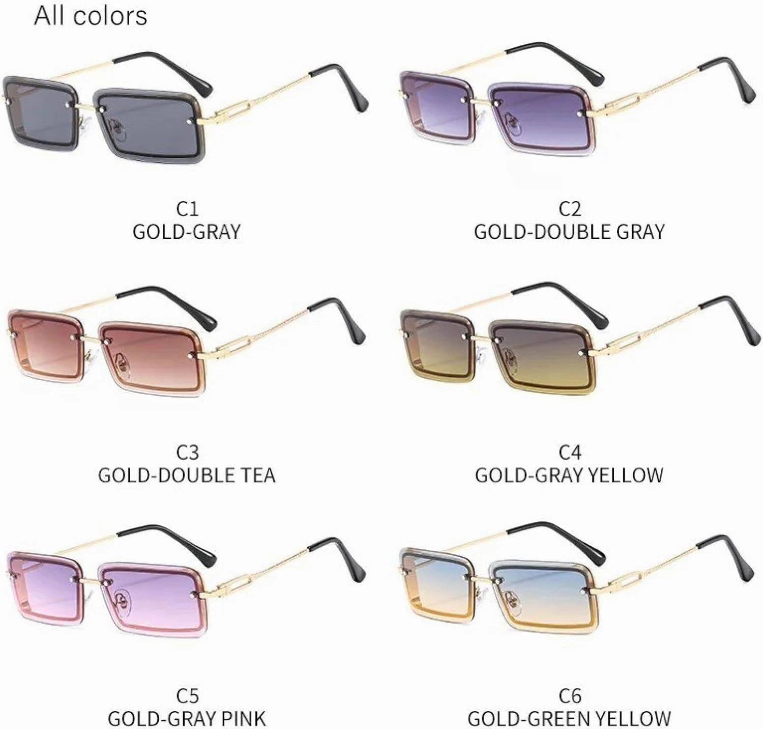 Stylish Small Metallic Gradient Color Classic Sunglasses for Men and Women Uv400