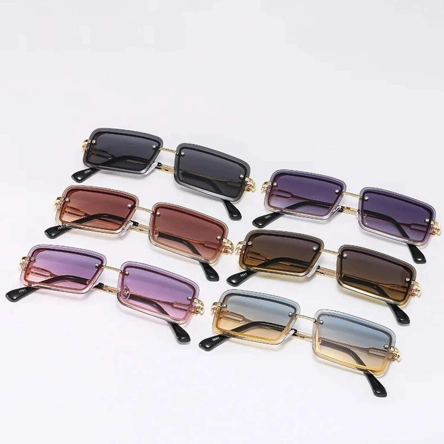 Stylish Small Metallic Gradient Color Classic Sunglasses for Men and Women Uv400