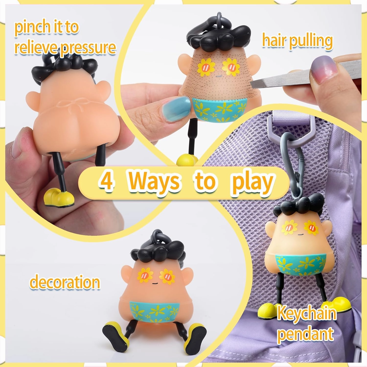 Sunshine Fun Hair Pulling Fidget Toys, Anti Worry and Venting Novelty Toys, Hair Pulling Stress Relief Toys Fidget Toys,Great Redirect Activity for Pickers, for Christmas Party Birthday Gifts
