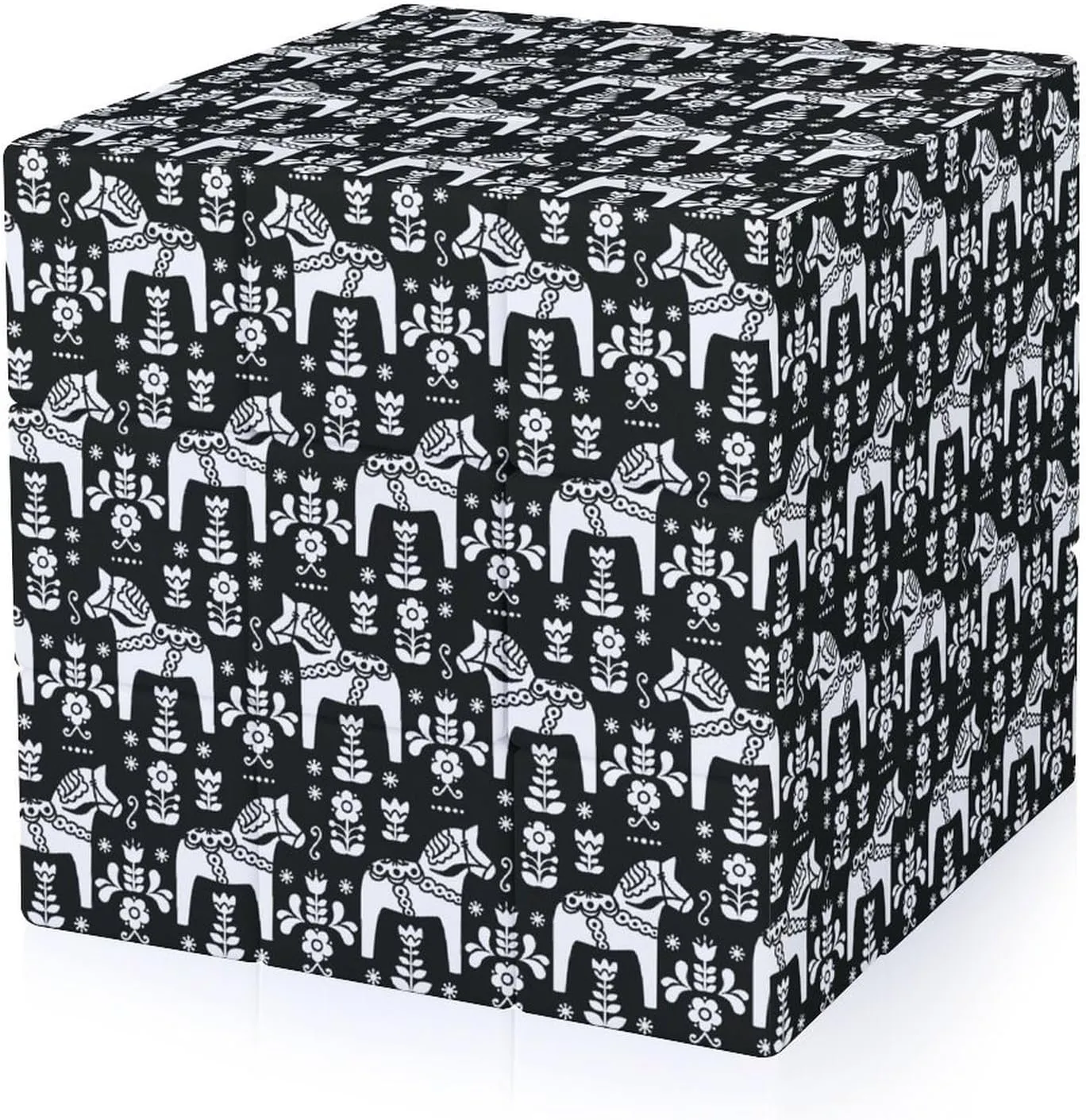 Swedish Folk Art Dala Horse Print Adults 3x3x3 Color-Matching Smooth Fully Printed Cube Gift