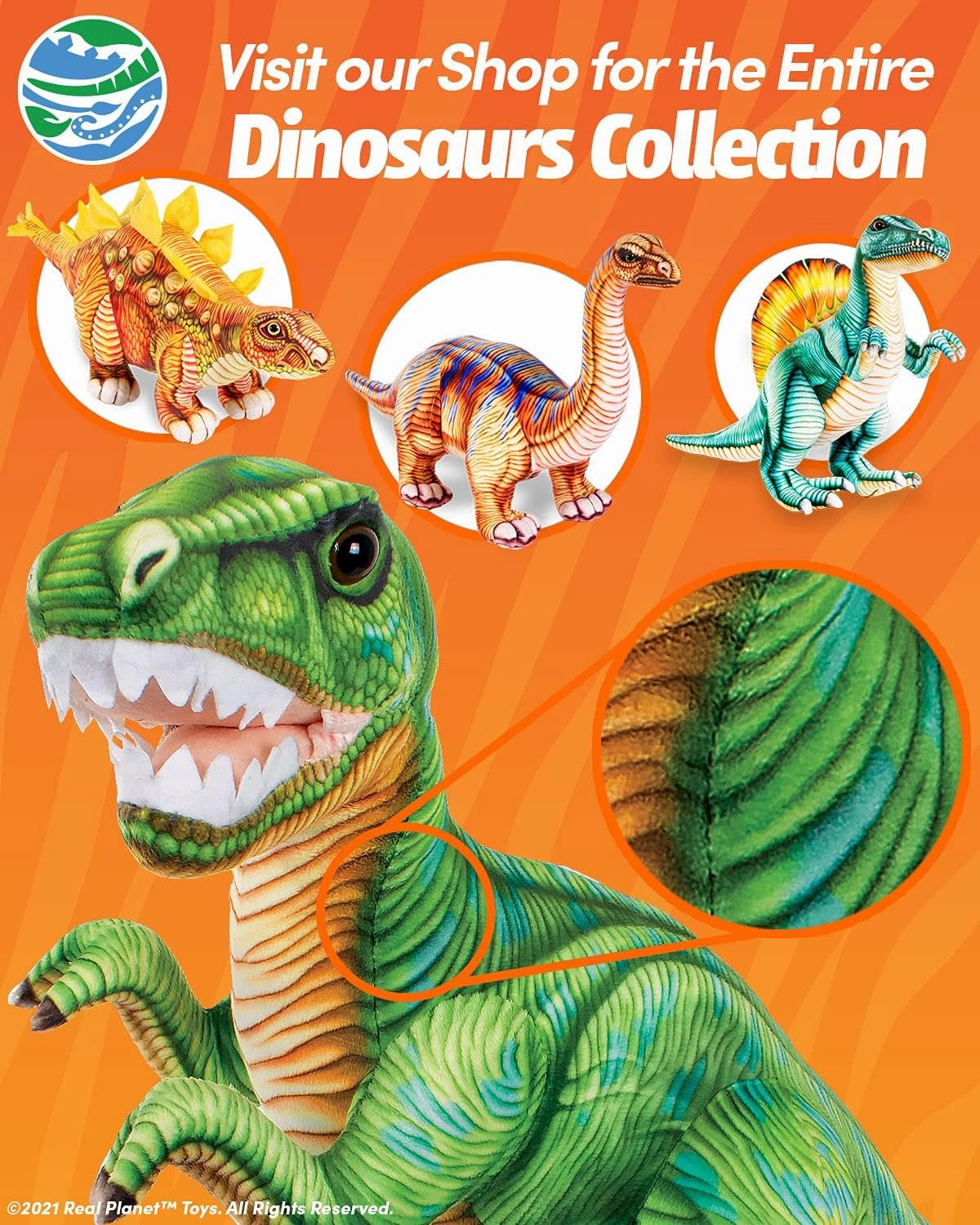 T Rex Stuffed Animal - Realistic Dinosaur Plush Toys, Dino Plushie, Cute Plush, Plush Dinosaur Stuffed Animal (27" Long)