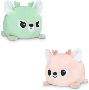 TeeTurtle - The Original Reversible Deer Plushie - Pink   Mint - Cute Sensory Fidget Stuffed Animals That Show Your Mood