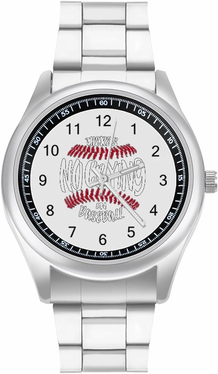 There's No Crying in Baseball Casual Wrist Watches for Men Classic Business Dress Watch Big Face for Work Gym
