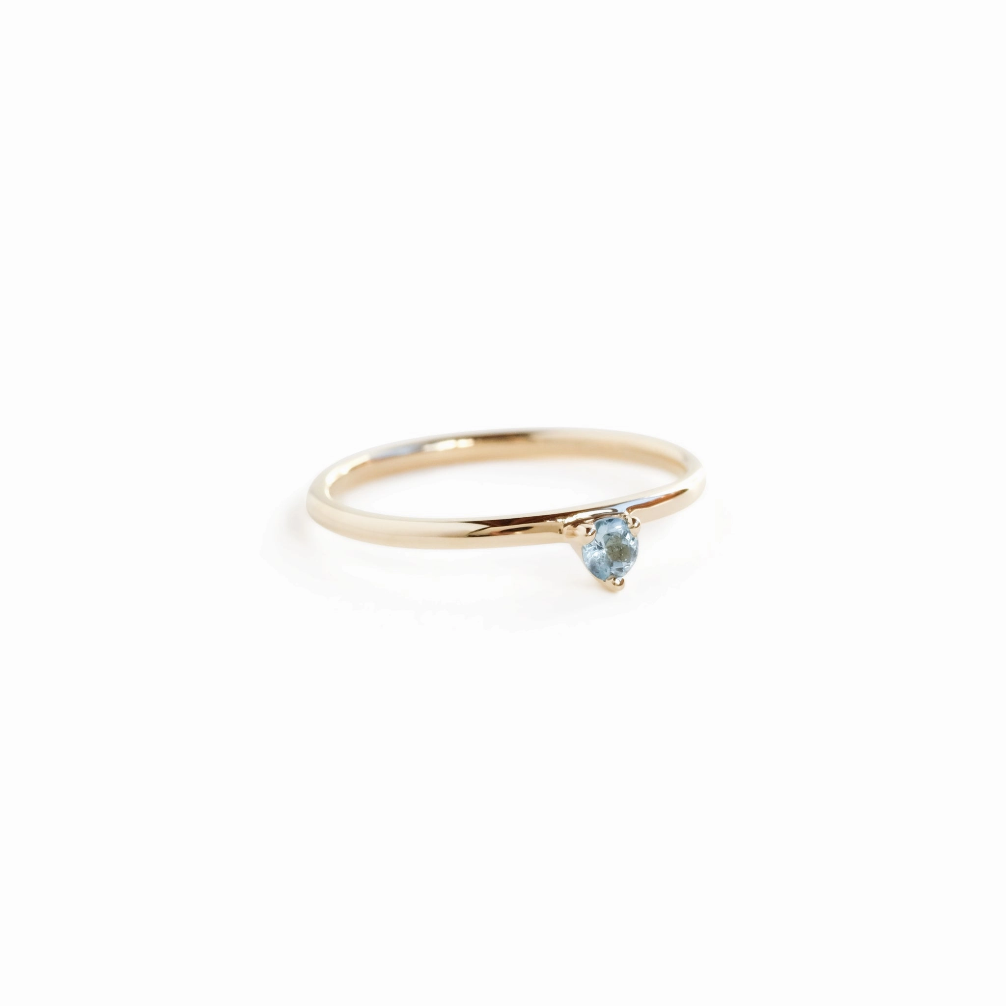 Three Claw Mini Aquamarine Ring in Yellow Gold