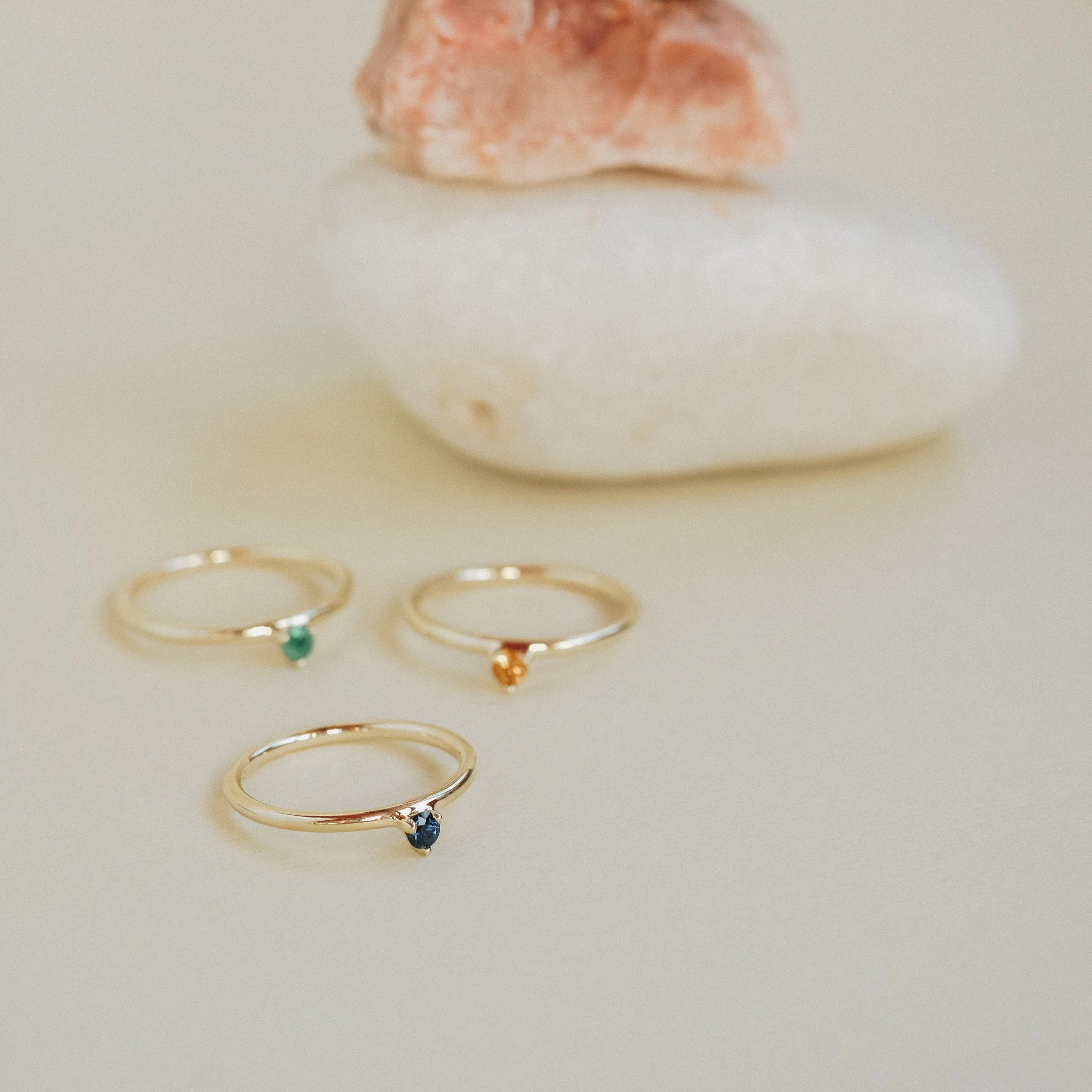 Three Claw Mini Diamond Ring in Yellow Gold
