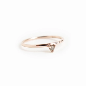 Three Claw Mini White Diamond Ring in Rose Gold