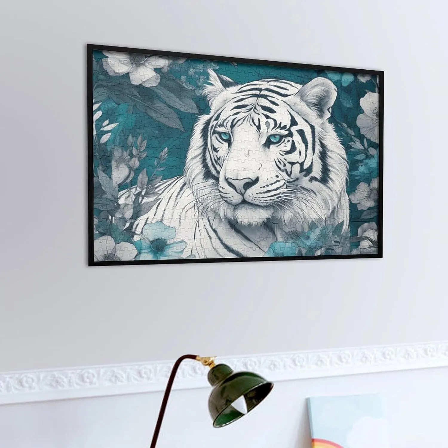 Tiger and Flowers Puzzles 520 Pieces Personalized Jigsaw Puzzles Tiger and Flowers Photo Puzzle Challenging Picture Puzzle for Adults Personaliz Jigsaw with Storage Bag (20.5" X 15")
