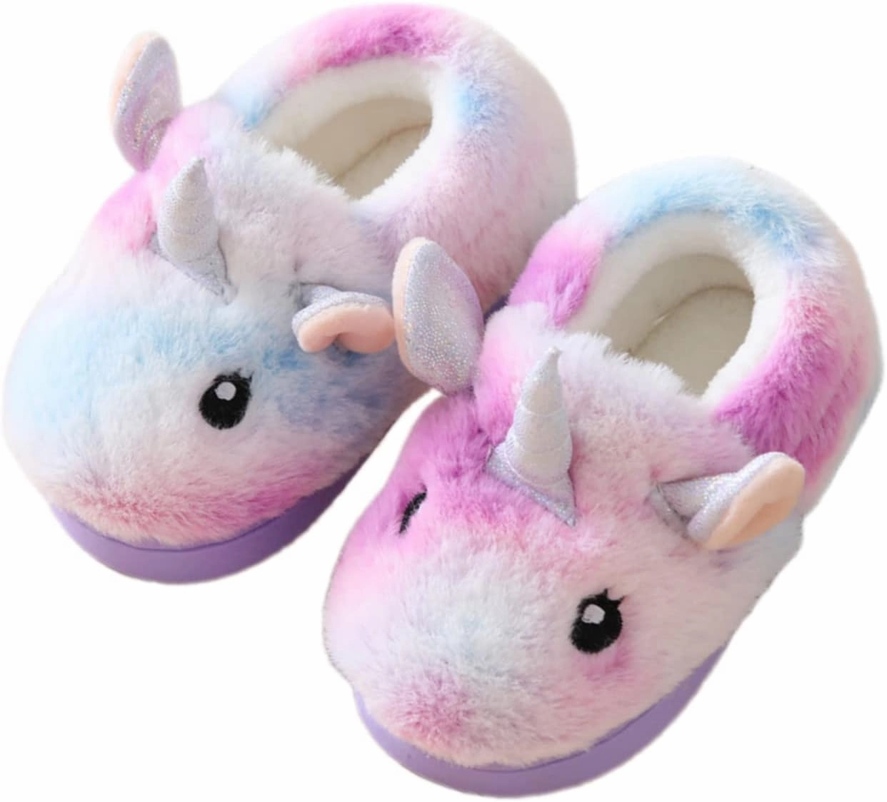 Toddler Slippers Girls Soft Plush House Shoes with Non-Slip Sole Cute Cozy Little Kids Indoor Slippers