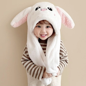 Topwon Bunny Hat Funny Plush Winter Animal Hats Earflap Rabbit Dresse Up Cosplay Party Costume Accessories Headgear - White
