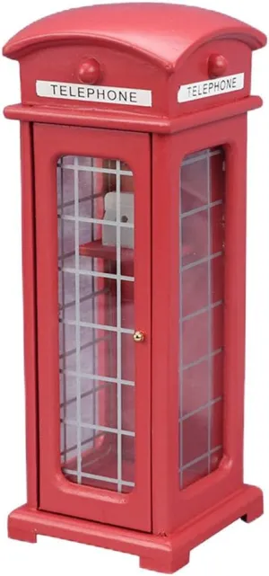 Toyvian Simulated Phone Booth Cute Piggy Bank Mini London Phone Booth for Doll House Home Decoration Vintage Telephone Decor