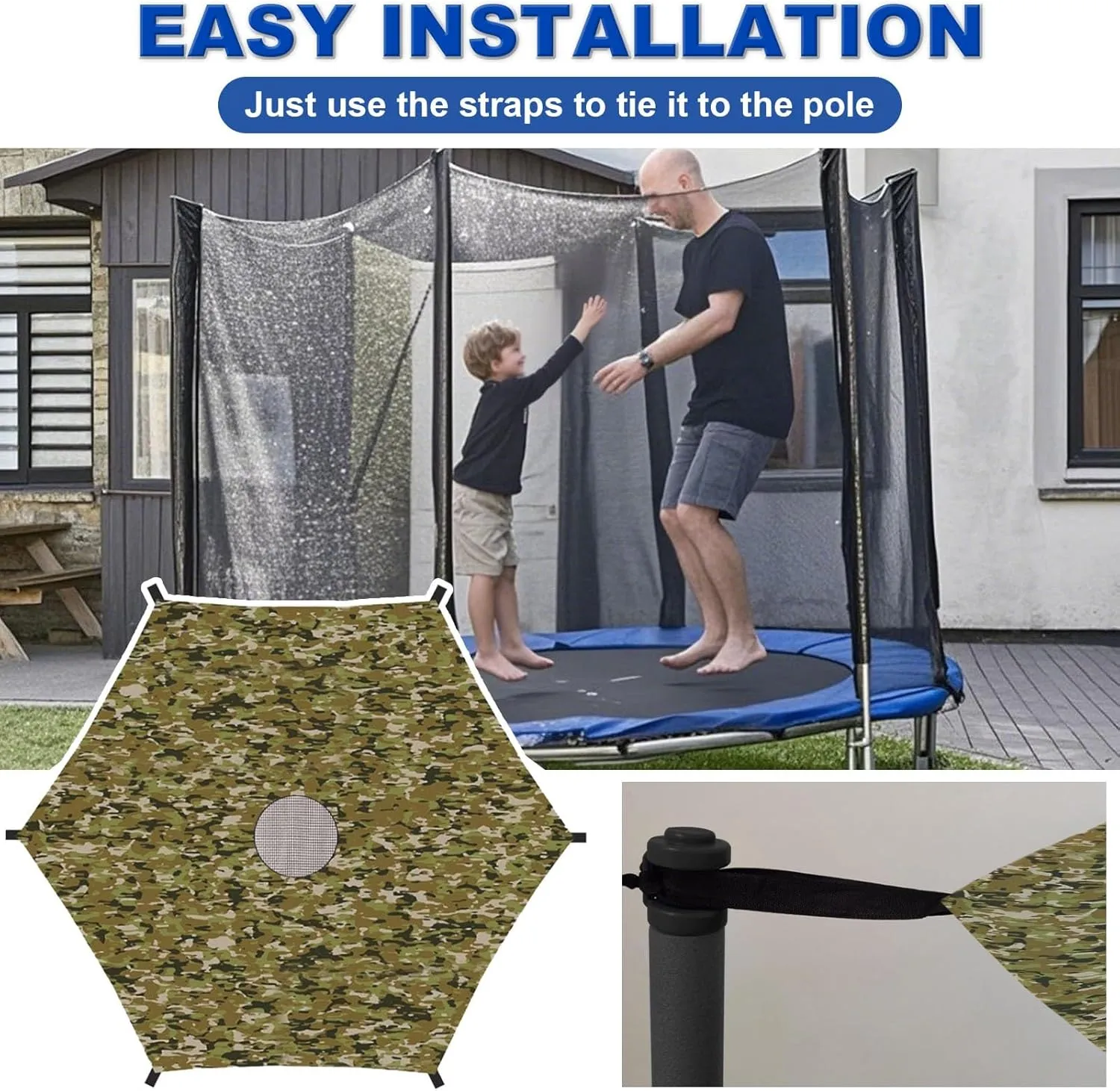 Trampoline Shade Cover, 6ft 8ft 10ft 12ft 14ft 15ft 16ft Sun Protection Trampoline Tent, Outdoor Trampoline Cover, Trampoline Accessories for Outdoor Backyard(12FT-6)