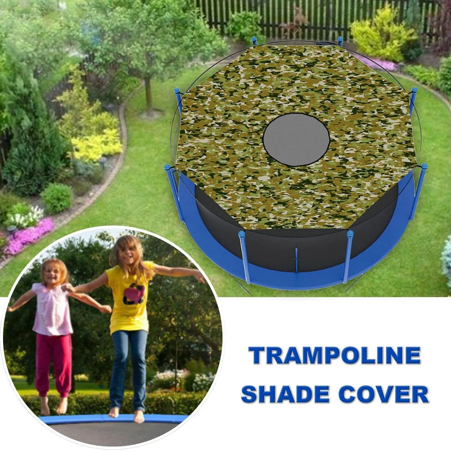 Trampoline Shade Cover, 6ft 8ft 10ft 12ft 14ft 15ft 16ft Sun Protection Trampoline Tent, Outdoor Trampoline Cover, Trampoline Accessories for Outdoor Backyard(12FT-6)