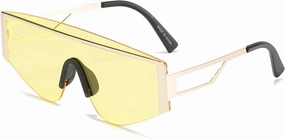 Trend Retro One Piece Sunglasses Men Women Luxury Metal Big Frame Punk Glasses Outdoor Cycling Shade Eyewear Uv400