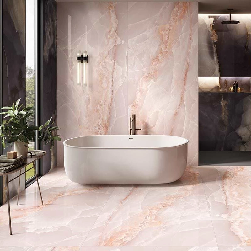 Trento Onyx | Pink Polished Porcelain Tile 120x60cm