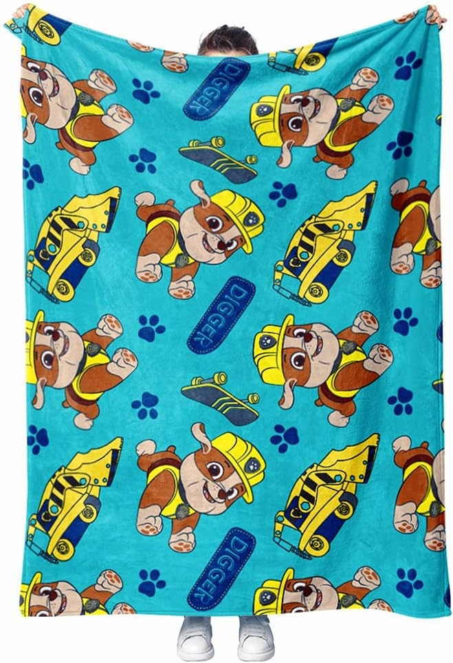 Tstars Paw Patrol Fleece Blanket Rubble Digging Plush Blankets for Toddler Kids Boys