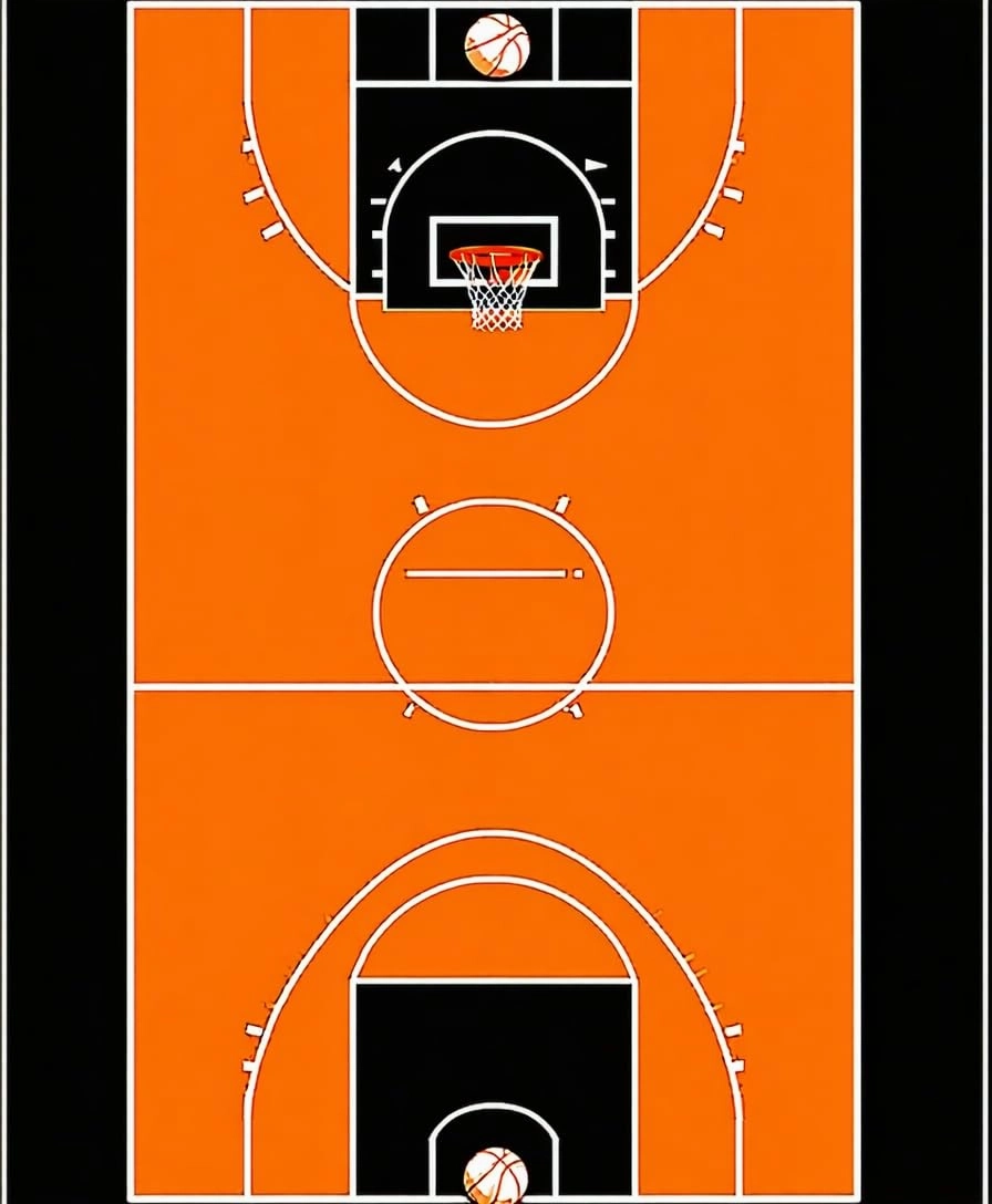 Ultra Soft Area Rug, Non Slip, Stain Resistant, Washable Area Rugs for Living Room, Bedroom, Bold Basketball Iconic Imagery(Orange)