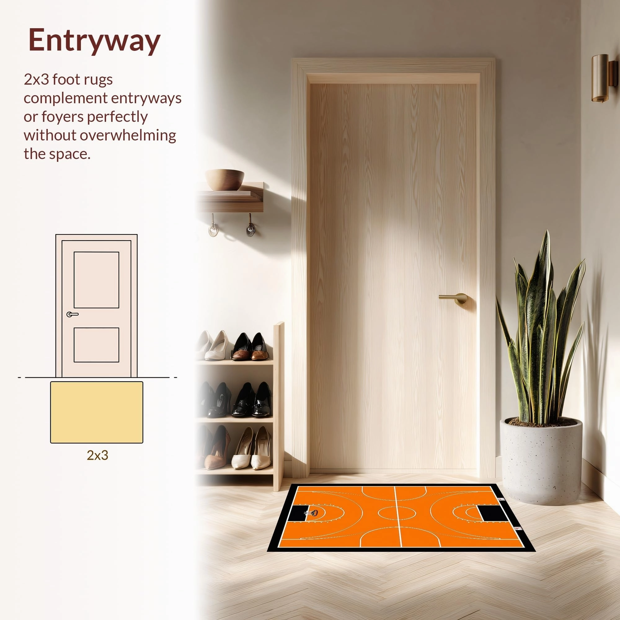 Ultra Soft Area Rug, Non Slip, Stain Resistant, Washable Area Rugs for Living Room, Bedroom, Chic Round Basketball Graphic Display(Orange)