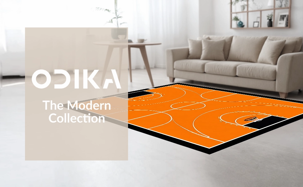 Ultra Soft Area Rug, Non Slip, Stain Resistant, Washable Area Rugs for Living Room, Bedroom, Chic Round Basketball Graphic Display(Orange)