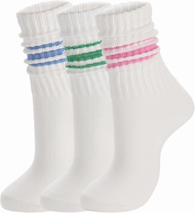 Ultrafun 3/5 Pairs Women's Scrunch Crew Socks Cotton Retro Boot Calf Slouch Socks Sports Casual