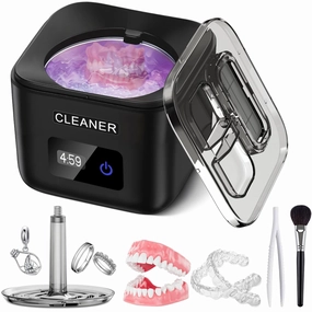 Ultrasonic Retainer Cleaner,45kHz Super Strength Mouthguard Cleaner,Ultrasonic Cleaner Retainer 200ml Suitable For Dentures, Jewelry, Whitening Trays, Toothbrush Heads, Mouth Guards