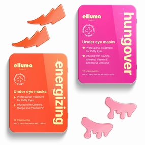Under Eye Patches – 24 Hydrogel Pads Energizing & Hungover Sets with Caffein, Menthol & Taurine