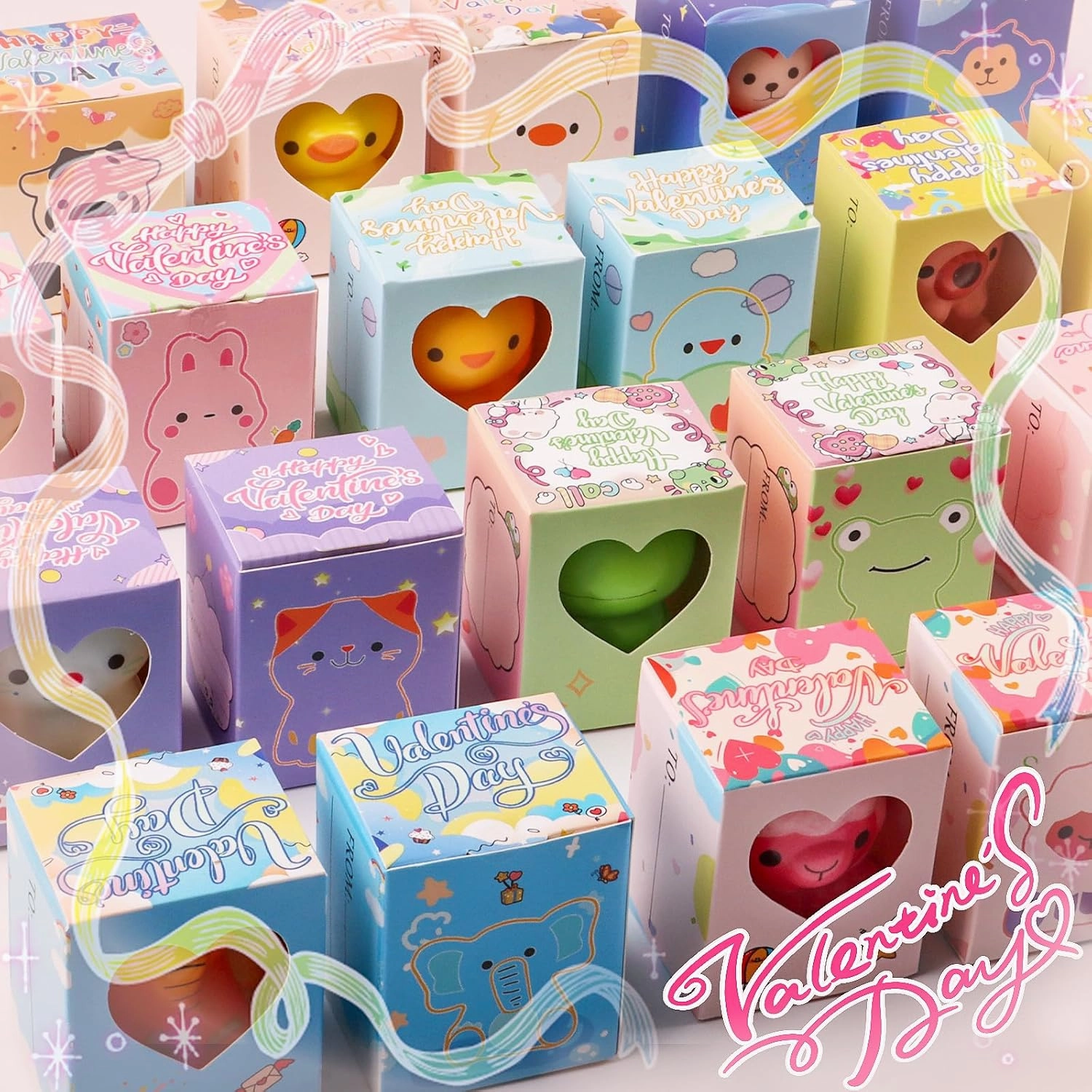 Valentines Day Gifts for Kids 24PCS Animal Squishy Toys, Slow Rising Stress Relief Toys, Goodie Bag Stuffers, Party Favors for Classroom Prizes
