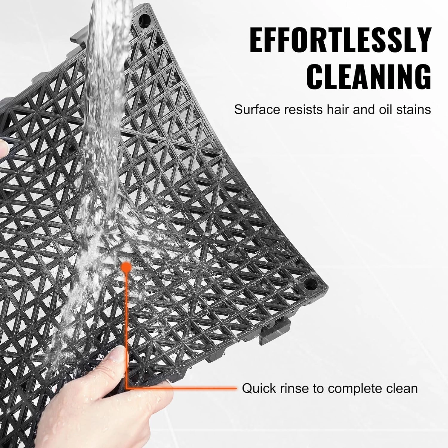 VEVOR Interlocking Tile 55PCS Black, Drainage Tiles 12" x 12" Splicing, Soft PVC Interlocking Drainage Floor Tiles, Non-Slip Drainage Holes for Restroom, Bathroom, Kitchen, Pool, Wet Areas