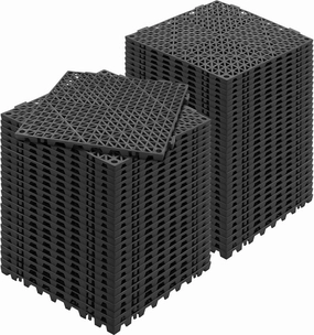 VEVOR Interlocking Tile 55PCS Black, Drainage Tiles 12" x 12" Splicing, Soft PVC Interlocking Drainage Floor Tiles, Non-Slip Drainage Holes for Restroom, Bathroom, Kitchen, Pool, Wet Areas