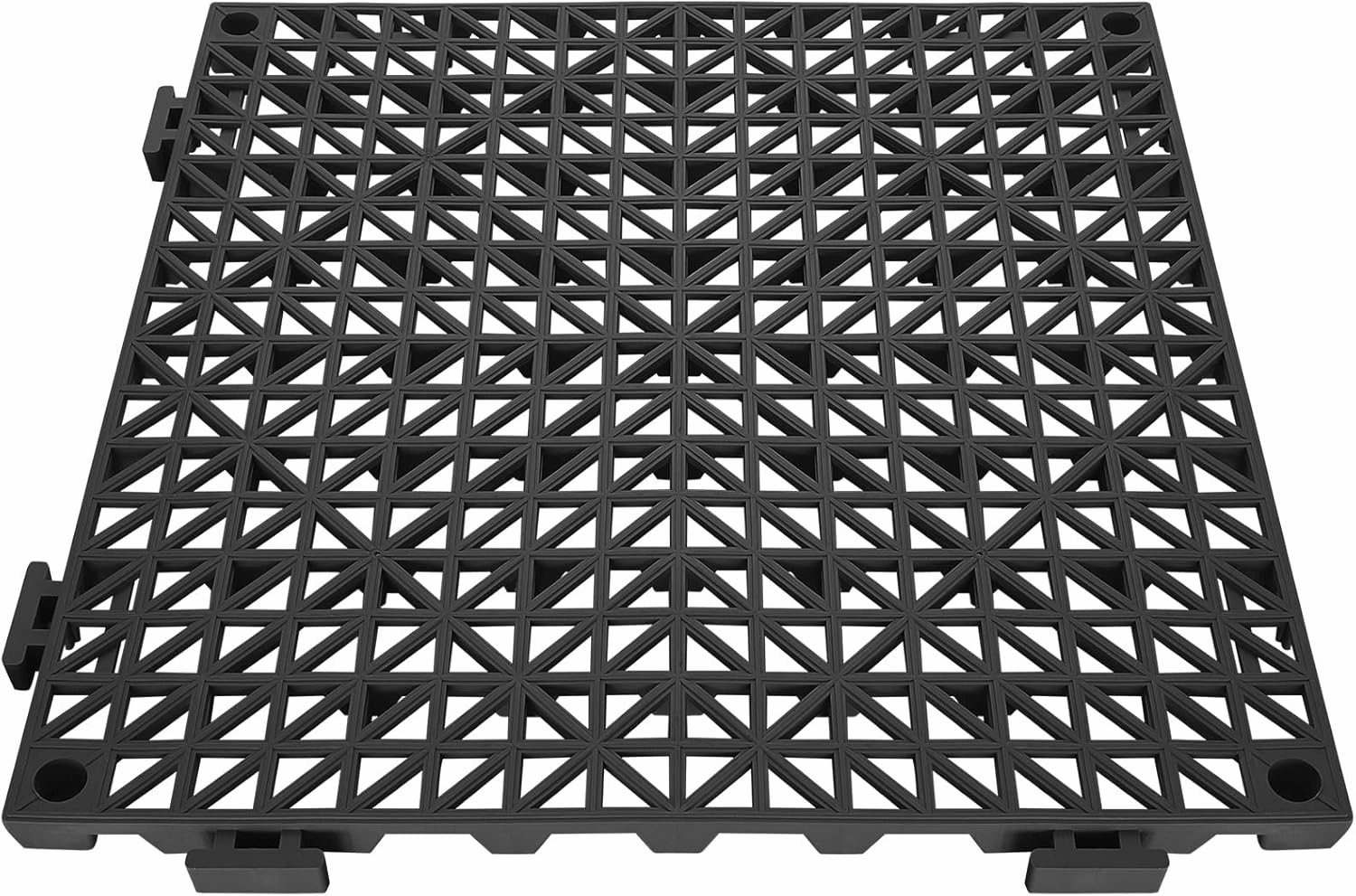 VEVOR Interlocking Tile 55PCS Black, Drainage Tiles 12" x 12" Splicing, Soft PVC Interlocking Drainage Floor Tiles, Non-Slip Drainage Holes for Restroom, Bathroom, Kitchen, Pool, Wet Areas