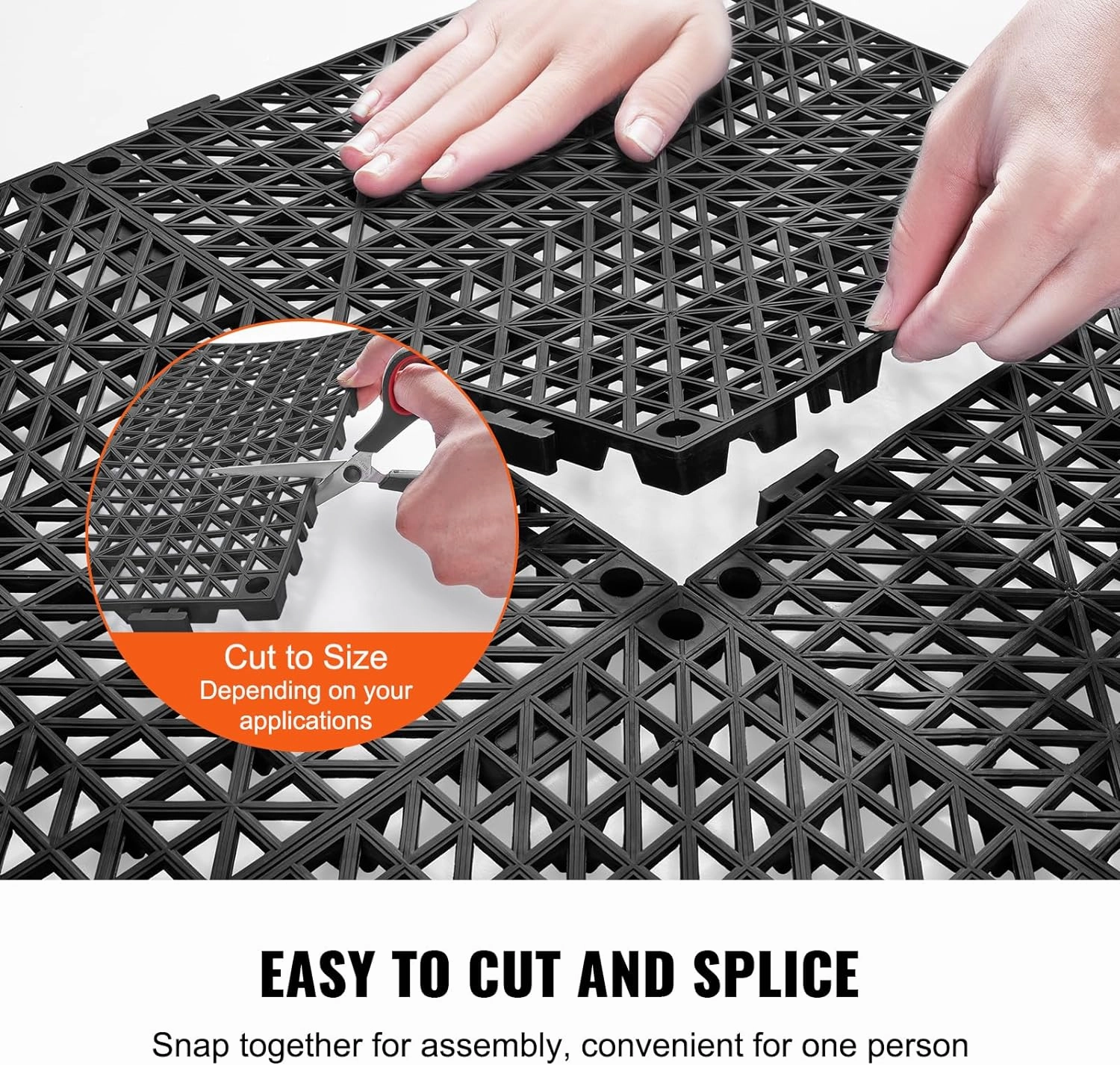 VEVOR Interlocking Tile 55PCS Black, Drainage Tiles 12" x 12" Splicing, Soft PVC Interlocking Drainage Floor Tiles, Non-Slip Drainage Holes for Restroom, Bathroom, Kitchen, Pool, Wet Areas