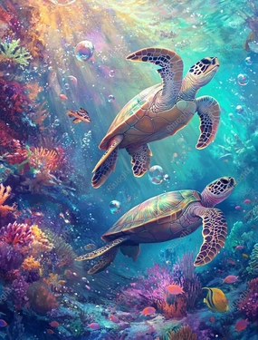 Vibrant Sea Turtle Fish in Summer 500 Pieces Jigsaw Puzzles for Adults Challenging Entertainment Wooden Puzzle Toys Home Decoration Challenge Puzzle Games Best Gifts for Family,Children,Friends