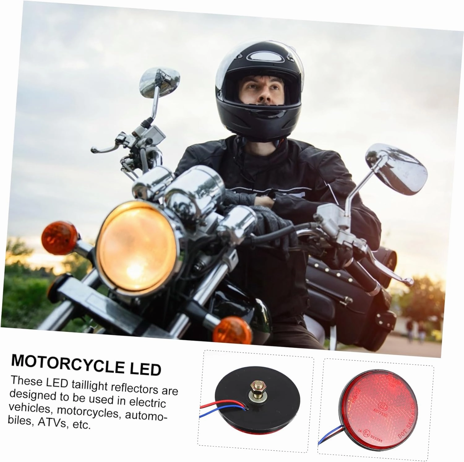VICASKY 6pcs Round Led Tail Light Reflectors for Motorcycles High-brightness Brake Lamp Compatible Motorbike Atv Safety Lighting