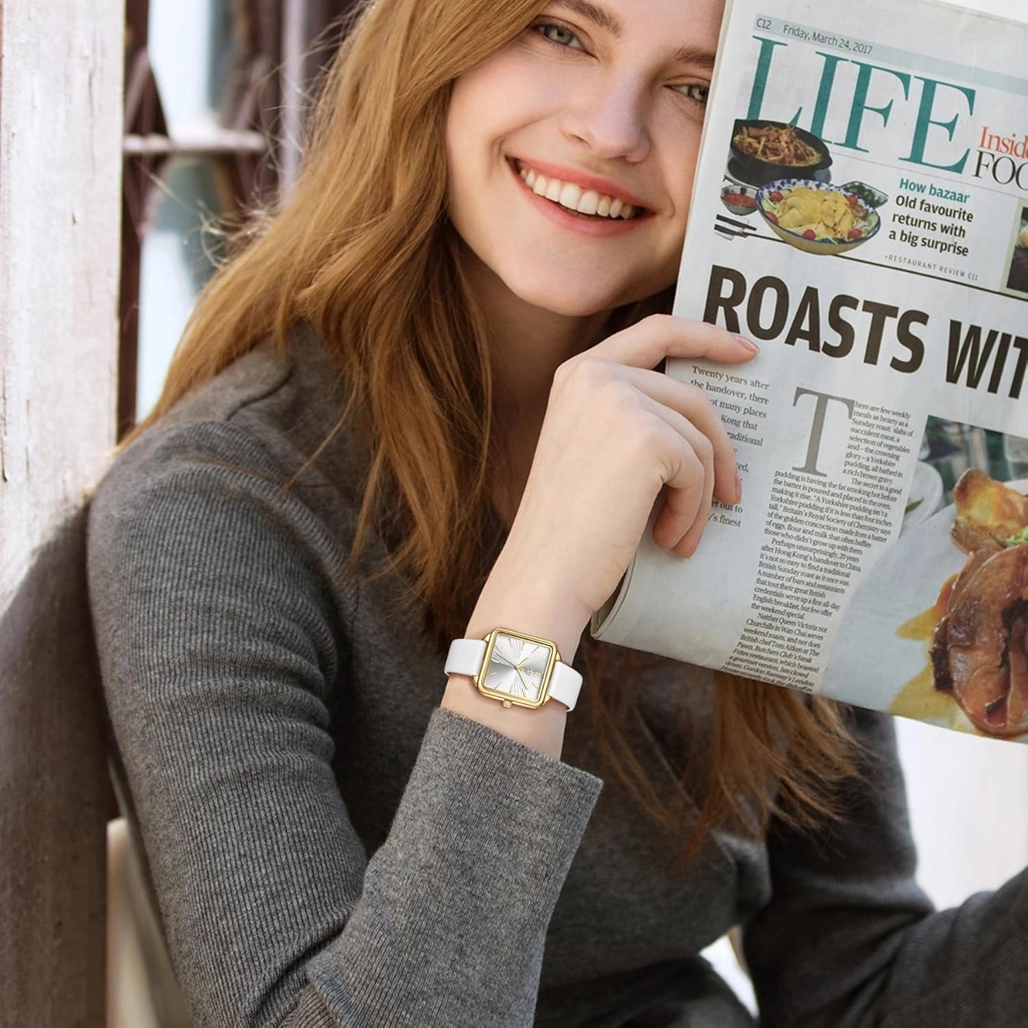 Watches for Women, Square Women's Leather Watch with Elegant Stylish Dial Design, Daily Waterproof Watch, Analog Quartz Dress Watch - Unique Gifts for Her