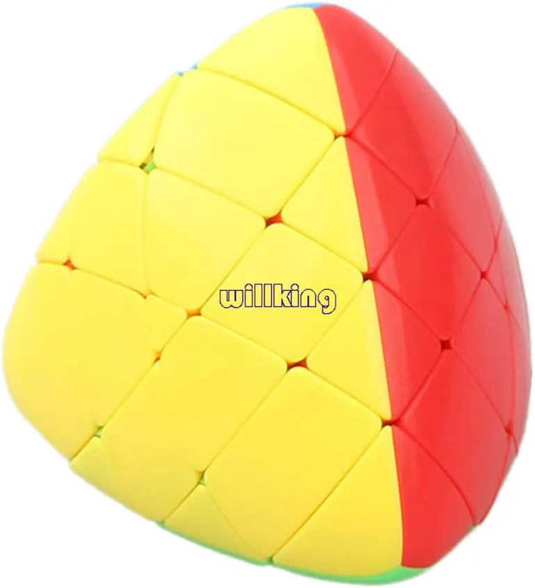 Willking 4X4X4 Mastermorphix Megamorphix Stickerless Magic Speed Puzzle Cube Pyramid-Shaped Brain Teaser Twisty Toy