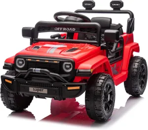 Winado 12V Kids Ride On Car, Battery Powered Electric Mini Truck Toy w/Parent Remote Control, 4-Wheel Suspension, LED Lights, 3 Speeds, Functional Horn, Soft Start - Red
