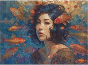 Woman with Fish on her Head 1000 Piece Jigsaw Puzzle for Adults, Home Decor Birthday Party Gift Family Game Toy as Wall Art Decor Poster