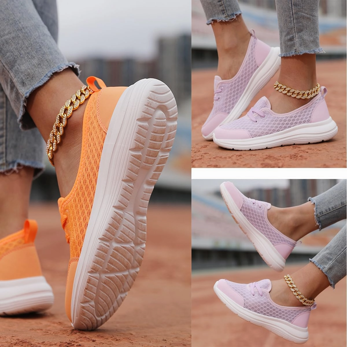 Women's Soft Sole Mesh Comfort Orthopedic Shoes, Slip-On Flat Walking Shoes, Arch Support Walking Shoes, Lightweight Casual Shoe