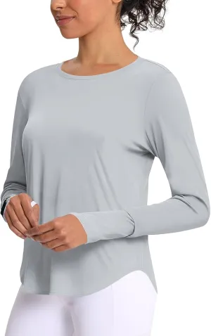 Women's Sun Shirts UPF 50  UV Protection Long Sleeve Rash Guard Lightweight Quick Dry SPF Hiking Tops