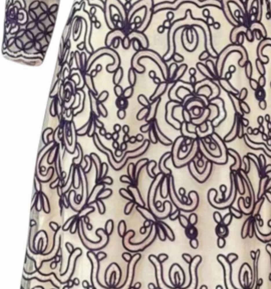 Womens Round Neck Short Sleeve Embroidered Pattern midi Dress