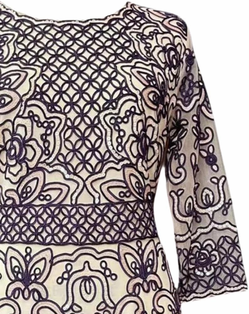Womens Round Neck Short Sleeve Embroidered Pattern midi Dress