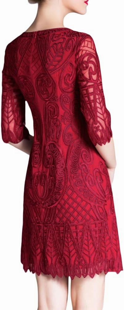 Womens Thread Embroidery Temperament Dress Light Luxury Elegant Short Slim fit Womens Banquet Dress 8910