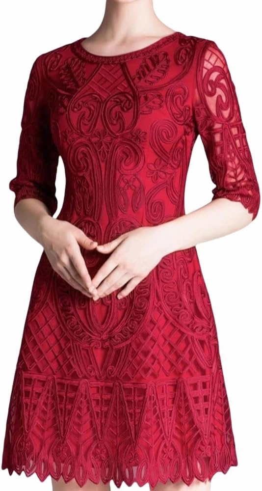 Womens Thread Embroidery Temperament Dress Light Luxury Elegant Short Slim fit Womens Banquet Dress 8910