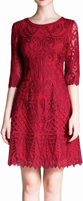 Womens Thread Embroidery Temperament Dress Light Luxury Elegant Short Slim fit Womens Banquet Dress 8910